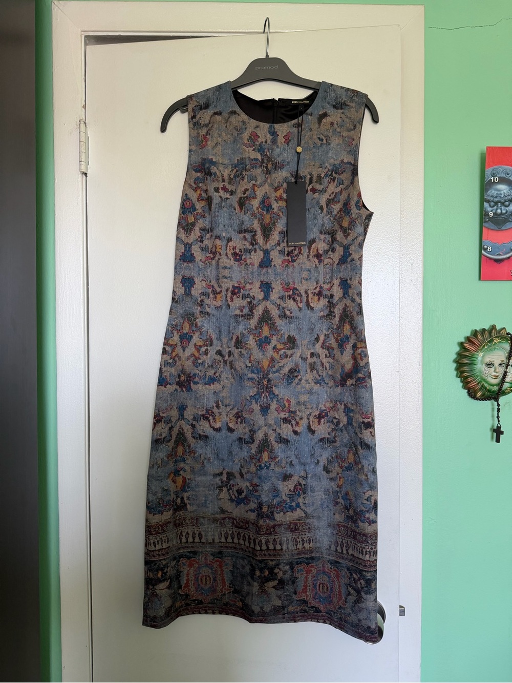Kobi Halperin Blue Multicolor Sleeveless Shift Dress